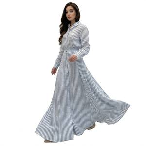 Conjunto de 2 Piezas para Mujer, <span class=keywords><strong>Camisa</strong></span> con Botones <span class=keywords><strong>y</strong></span> <span class=keywords><strong>Falda</strong></span> Maxi a Rayas Azules <span class=keywords><strong>y</strong></span> Blancas, Ropa Casual Elegante de Verano para Vacaciones - Product Image 3