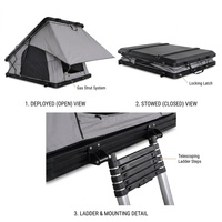 Tente de toit rigide triangulaire en aluminium en forme de T 210x140cm 900D Oxford imperméable avec éclairage USB et échelle pour SUV 4x4 Camping