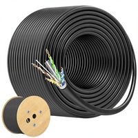 Kabel Ethernet Cat6 Outdoor 100m 10Gbps Tahan UV 23AWG Tembaga Padat UTP 550MHz Tahan Cuaca G652D