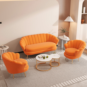 Ensemble mobilier de canapé en velours doré sectionnel bon marché nordique métal tissu simple hôtel chaise de bureau luxe moderne maison salon canapés - Product Image 4