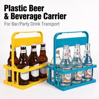 Porte-bouteilles de bière pliable portable, porte-bouteilles pour 6 bouteilles, organisateur de boissons en plastique, support pour fête, barbecue, camping, fournitures de plein air