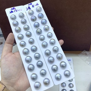 ลูกปัดมุกเทมเพอราเมนท์แพลตตินั่มเกรย์ 15-16 มม. 20 เม็ด มุกหลวม 2A3A - Product Image 1