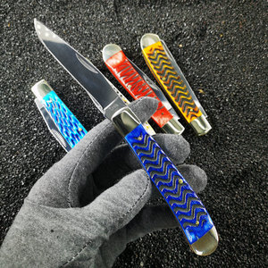 Camping <b>Knife</b> Twin-blade Customizable OEM Grade DIY Pocket <b>Knife</b> Razor-Sharp Stainless Steel Blade 3.0mm Thickness Steel <b>Handle</b> - Product Image 3
