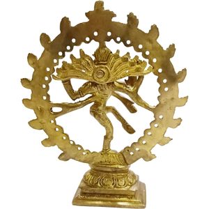 งานฝีมือปาริจัต รูปปั้นพระศิวะเต้นรำ นาตรัจ มูรติ ทำจากทองเหลือง ขนาด 6.5 นิ้ว ของตกแต่งบ้าน สำหรับพิธีกรรมพุทธศาสนา ใช้ในมณฑิลหรือวัด - Product Image 1