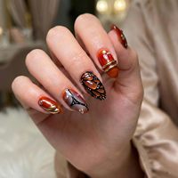 Uñas Postizas Acrílicas Francesas de Cobertura Completa con Pegamento, Forma de Almendra, Puntas Largas, Stiletto, 10 Piezas