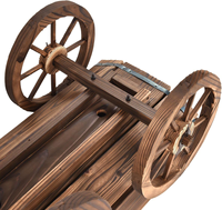 Wood Wagon Pot Pot bunga berdiri dengan roda dekorasi rumah taman luar ruangan