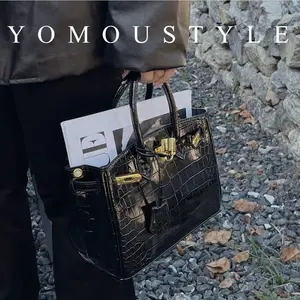 YOMOU, bolso informal con estampado europeo y americano de cara brillante, bandolera para mujer, bolso con relieve de cocodrilo de cuero vegano