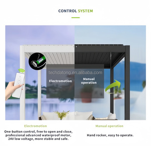 <span class=keywords><strong>Pergola</strong></span> électrique en aluminium - Structure extérieure à fermeture automatique avec capteur de pluie <span class=keywords><strong>pour</strong></span> <span class=keywords><strong>jardin</strong></span> et bord de piscine - Product Image 6