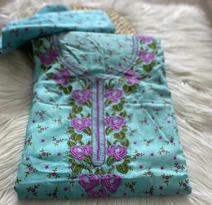 Robe indienne Mukhawar en pur coton doux avec Dupatta pour femme arabe avec 4 mètres de longueur - Product Image 6