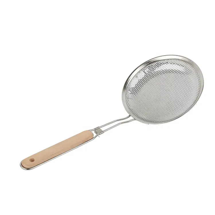 New Design Food Grade Stainless Steel Strainers with Non-Slip wooden handle