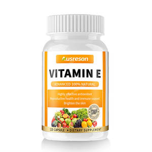 Ausreson Capsules de Vitamine E <span class=keywords><strong>Bio</strong></span> Naturelle en Gélules Souples pour Soins des Cheveux et de la Peau, Supplément Halal, 400 Capsules de Vitamine E pour le Soin du Visage et de la Peau - Product Image 1