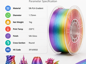 Filament PLA Soie Yiqiu3D Dégradé Arc-en-ciel 1,75 mm 1 kg, Filament d'impression 3D Soie Candy à Transition pour Bambu Lab Creality - Product Image 4