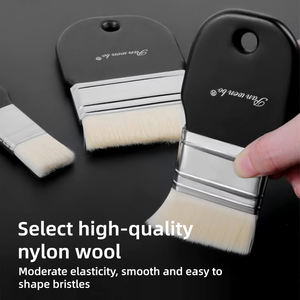 Pinceau de dessin <span class=keywords><strong>à</strong></span> l'huile acrylique avec logo personnalisé Pinceau de <span class=keywords><strong>peinture</strong></span> professionnel en nylon avec manche en bois Jeu de pinceaux de <span class=keywords><strong>peinture</strong></span> noirs larges et plats pour le bricolage - Product Image 2