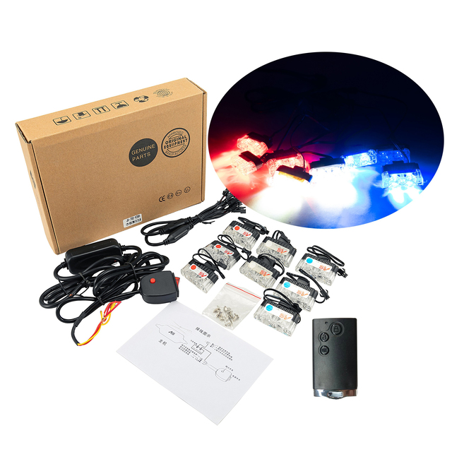 8 LED Strobe Lights for Wireless Controller Car Grill Bar Light for Vehicle 12V Car Motorcycle Flasher Flashlight
