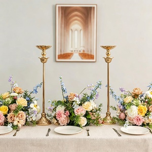 Boule de fleurs artificielles en soie rose <span class=keywords><strong>orange</strong></span> personnalisée de 60 cm, centre de table, arrangement pour allée de mariage, moderne, fait main - Product Image 1
