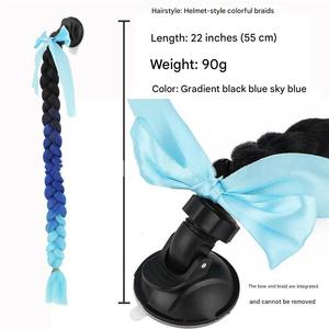 Xe Máy Mũ Bảo Hiểm Bện 55Cm Với Xoắn Hút Cup Đôi Bện Tóc Đuôi Ngựa Mũ Bảo Hiểm Trang Trí Bện Hàng Đầu Mũ Bảo Hiểm Bẩn - Product Image 2