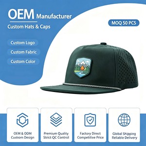 Gorras Personalizadas OEM de Secado Rápido, Flexibles, Impermeables, Deportivas, Bordadas, con Visera Plana, Gorra de Béisbol con Orificios Cortados con Láser, Gorra Snapback - Product Image 1