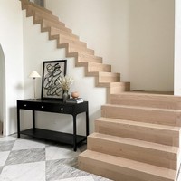 CBMMART Moderne Holztreppe Treppe Glas geländer Gerade LED Licht Holz Handlauf Treppe