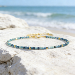 Natural Blue Aventurine <b>Crystal</b> Gemstone Trendy Beaded Fashion Dainty Adjustable Women's Valentine's Day Gift Healing <b>Bracelet</b> - Product Image 1