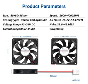 Tiêu thụ điện năng thấp 80mm 80x80x15mm Máy tính để bàn làm mát không khí <span class=keywords><strong>Fan</strong></span> 0.5A 4000RPM không khí mạnh mẽ không chổi than <span class=keywords><strong>Fan</strong></span> 12V 24V làm mát người hâm mộ - Product Image 3