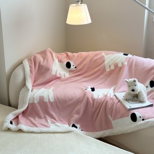 Textile de maison en gros hiver doux canapé-lit couvertures double couche polaire Sherpa personnalisé dessin animé impression chien chiot toutes saisons jeter - Product Image 3
