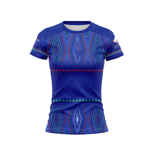 เสื้อรักบี้ทรงเข้ารูปสำหรับผู้หญิง ลายพรางพิมพ์แบบ Sublimation เนื้อผ้าเรียบเนียน พร้อมปักลายตามสั่ง สีเขียว-น้ำตาล สำหรับแฟนๆ ออสเตรเลียและนิวซีแลนด์ - Product Image 4