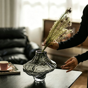 Vase en verre transparent en forme de vallée de canyon danois, récipient floral de luxe de style INS créatif, pour la décoration intérieure du salon et de la maison - Product Image 3