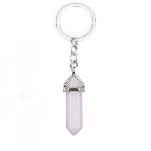 Llavero con Colgante de Piedra de Cristal Natural en Forma de Bala Hexagonal para Mujer, Portamonedas - Product Image 5