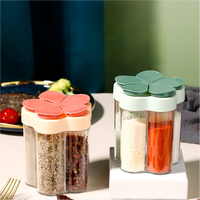 Boîte à épices en plastique à cinq compartiments avec couvercle rabattable, grande capacité, portable, pour le stockage du sel dans la cuisine
