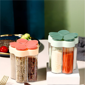 Boîte à épices en plastique à cinq compartiments avec couvercle rabattable, grande capacité, portable, pour le stockage du sel dans la cuisine - Product Image 2