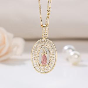 A7CP1425 Religión Joyería Chapado En Oro <span class=keywords><strong>Virgen</strong></span> <span class=keywords><strong>De</strong></span> <span class=keywords><strong>Guadalupe</strong></span> Colgante Cadena Con La <span class=keywords><strong>Virgen</strong></span> <span class=keywords><strong>De</strong></span> Banada En Oro Laminado 18K - Product Image 4