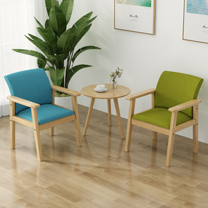 Nordic Solid Wood Lounge <b>Chair</b> With Armrests Upholstered For Home Bedroom And <b>Dining</b> Use - Product Image 4