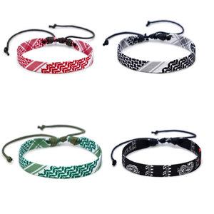 Wholesale Palestine <b>Ribbon</b> Scarf Accessories <b>Ribbon</b> Braided Bracelet Arabic Scarf Style Braided Adjustable Woven Bracelet - Product Image 1