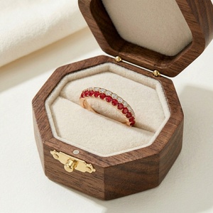 Elegante Anello a Doppio Strato in <span class=keywords><strong>Argento</strong></span> <span class=keywords><strong>925</strong></span> per Donna, Gioiello con Gemme, Placcato Oro Champagne, Diamante Bicolore, Zircone, Corindone Rosso - Product Image 5