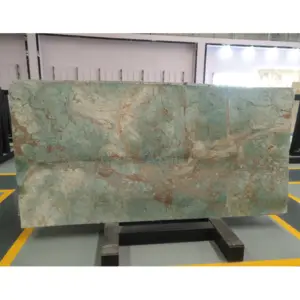 SHIHUI Natural Stone Chinese Peacock Backlit Onyx Green Marbles Tiles Price Big Slabs