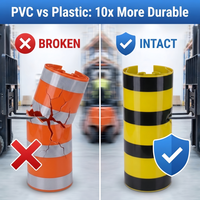 Dissuasore di sicurezza in PVC giallo e nero per carrelli elevatori, altezza 300-800mm, diametro esterno 120mm, MOQ basso 1 cartone