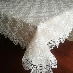 China square embroidery lace border double layer tablecloth