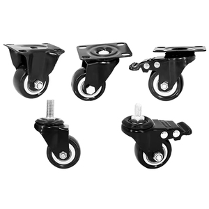 Roulettes pivotantes rigides noires en PVC/PP de 50 mm avec tige filetée M10 et verrouillage, pour fauteuils de bureau et mobilier léger, roulettes de 2 po pour présentoirs - Product Image 1