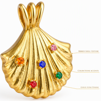 Collier en acier inoxydable de haute qualité avec coquille de pierre colorée, pendentif coquillage classique pour femme, idéal pour les vacances d'été
