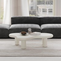 Table basse Voxhome moderne noire et crème en forme de nuage, table centrale en MDF, design de panneaux irréguliers pour mobilier de salon