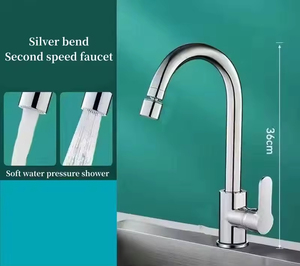 Robinet de salle de bain FSH moderne en acier inoxydable 304, finition noire, rotation à 360°, jet latéral chaud/froid, monotrou - Product Image 3