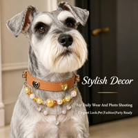 Collier Bling pour animaux de compagnie, en cuir PU avec cœur, strass et perles, collier décoratif multicolore pour chiens et chats, idéal pour les petits animaux, les fêtes et les séances photo