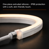 Bande LED néon flexible bicolore 12V 2835 120LEDs/m L10*H10mm 3000K Blanc Chaud Étanche IP68 USB Dimmable Éclairage Architectural