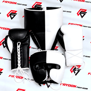 Top Selling Customized Fly Cowhide Leather Black & White <b>Boxing</b> <b>Sparring</b> Kit OEM ODM Martial Arts Training Equipment Gloves - Product Image 1