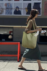 New Work Travel Vintage Single Shoulder Zipper Pocket Women's Green Large Tote Zhejiang Canvas <b>Bag</b> - Product Image 4