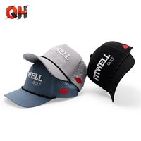 Casquette de baseball 5 panneaux imperméable personnalisée avec broderie 3D de votre logo, perforations laser et cordon de golf