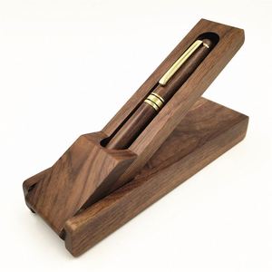 Coffret Cadeau de Stylo à Bille Luxe en Bois et Métal, Stylo Signature Fin avec Logo Personnalisé, Encre Noire, Pointe de 0,35 mm, Idéal pour Offrir - Product Image 1