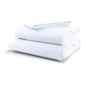 Juego de Sábanas Esmeralda Tamaño King, 50% Algodón, 50% Poliéster, Blanco Sólido, Sin Arrugas, para Uso Doméstico - Product Image 1