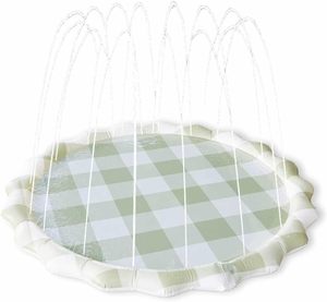 Alberca de Agua con Aspersor a Cuadros Verdes y Blancos para Niños y Perros, Juego Acuático de Verano para el Patio Trasero - Product Image 1