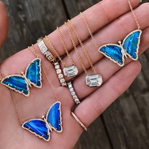 Gemnel-collar de plata de ley 925 de lujo, oro de 18k, mariposa, nácar, Ópalo, malaquita - Product Image 6